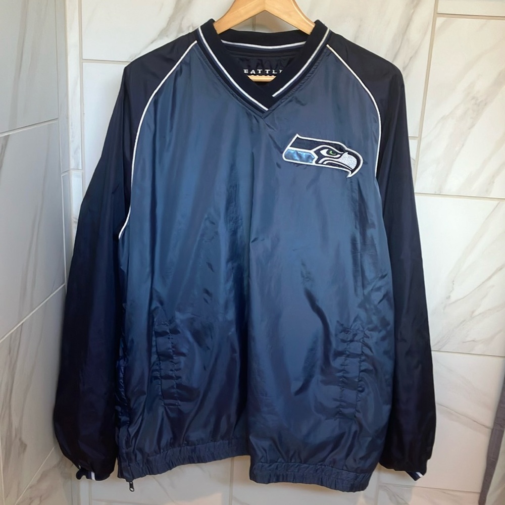 Seattle Seahawks 2XL blue reversible pullover with pockets